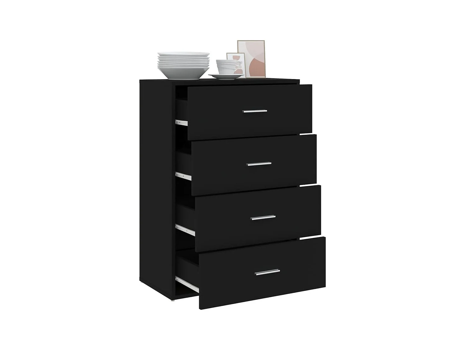 Credenza | Buffet | Armadio Nera 60x31x84 cm in Legno Multistrato