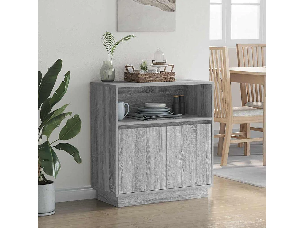 Buffet | Bahut | Meuble de rangement avec LED Gris Sonoma 71x34,5x75 cm en bois d'ingénierie