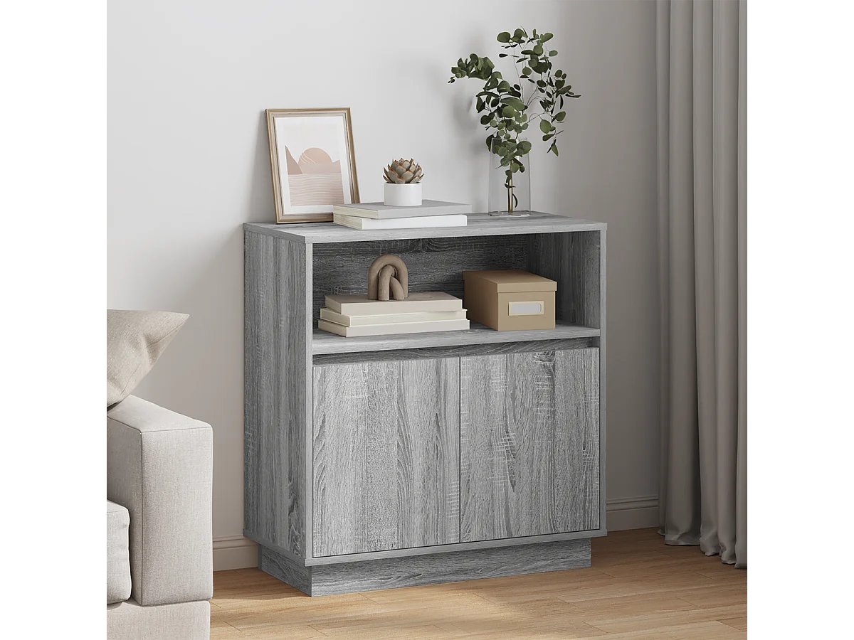 Buffet | Bahut | Meuble de rangement avec LED Gris Sonoma 71x34,5x75 cm en bois d'ingénierie