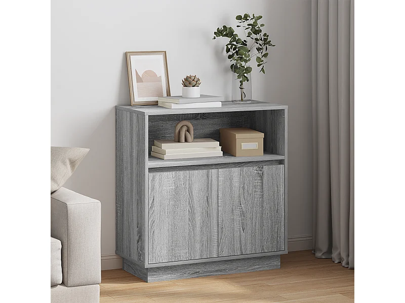 Sideboard | Credenza | Armadio con LED Grigio Sonoma 71x34,5x75 cm Legno ingegnerizzato