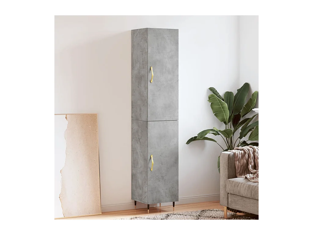 Credenza | Buffet | Armadio Grigio Cemento 34,5x34x180 cm in Legno Multistrato