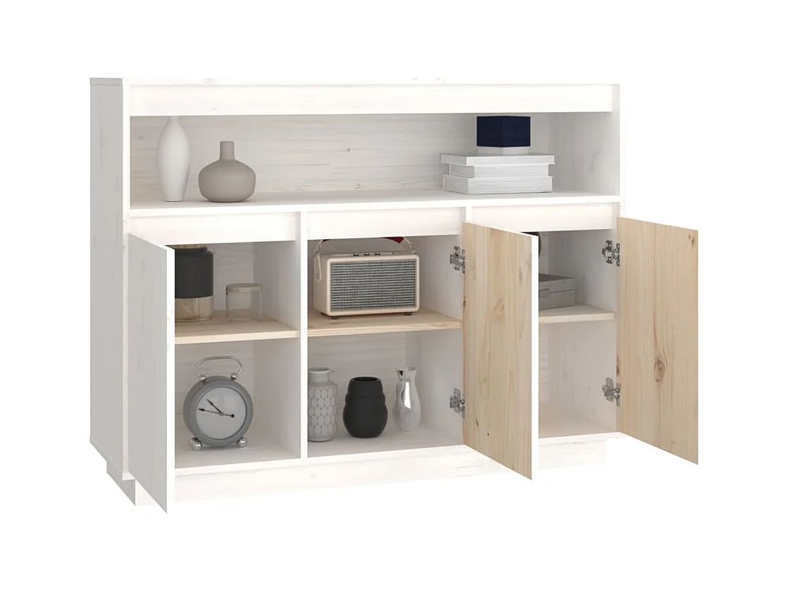 Buffet | Bahut | Meuble de rangement Blanc 104,5x34x80 cm Bois massif de pin