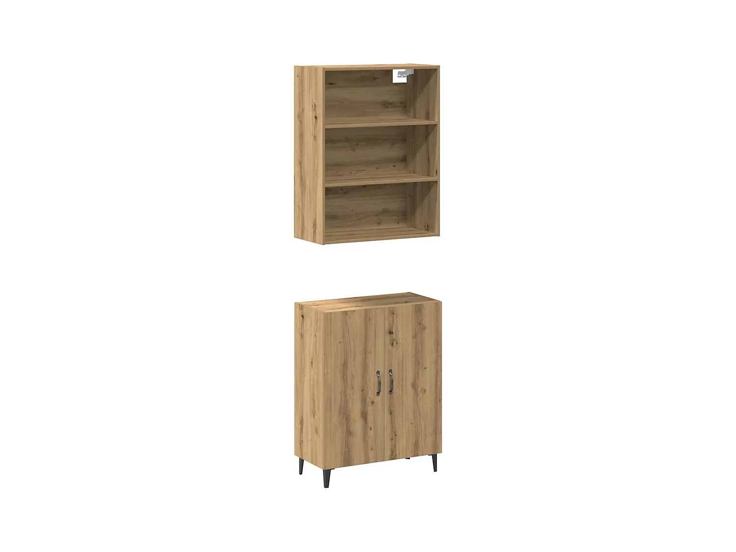 Credenza | Buffet | Armadio con Pensile Rovere Artigianale in Legno Multistrato