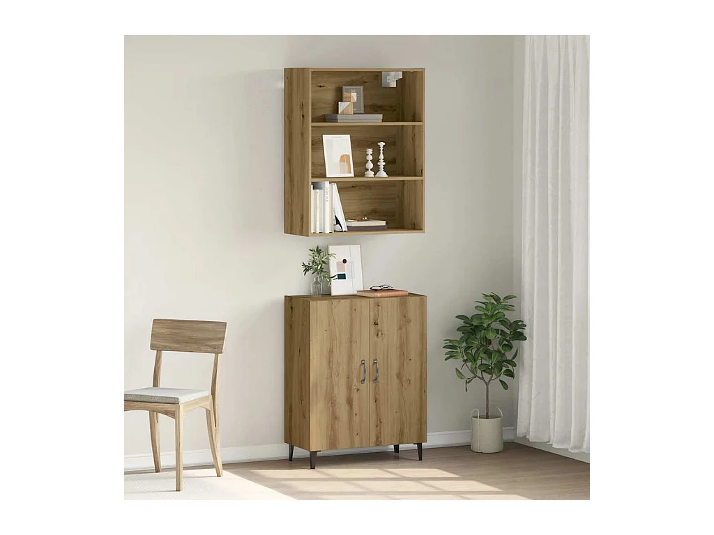 Credenza | Buffet | Armadio con Pensile Rovere Artigianale in Legno Multistrato