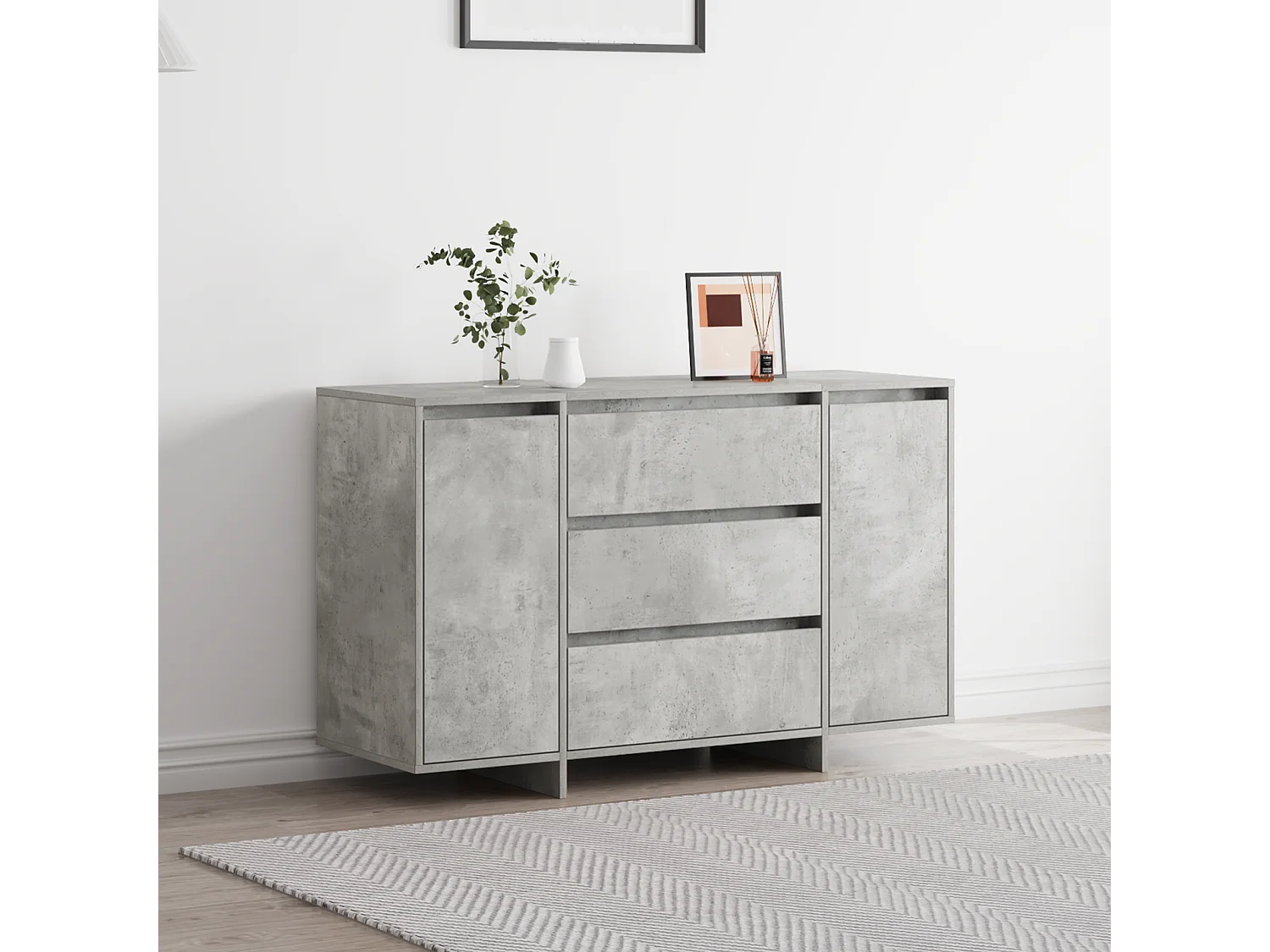 Buffet | Bahut | Meuble de rangement Gris Béton 120x41x75 cm en Bois d'ingénierie