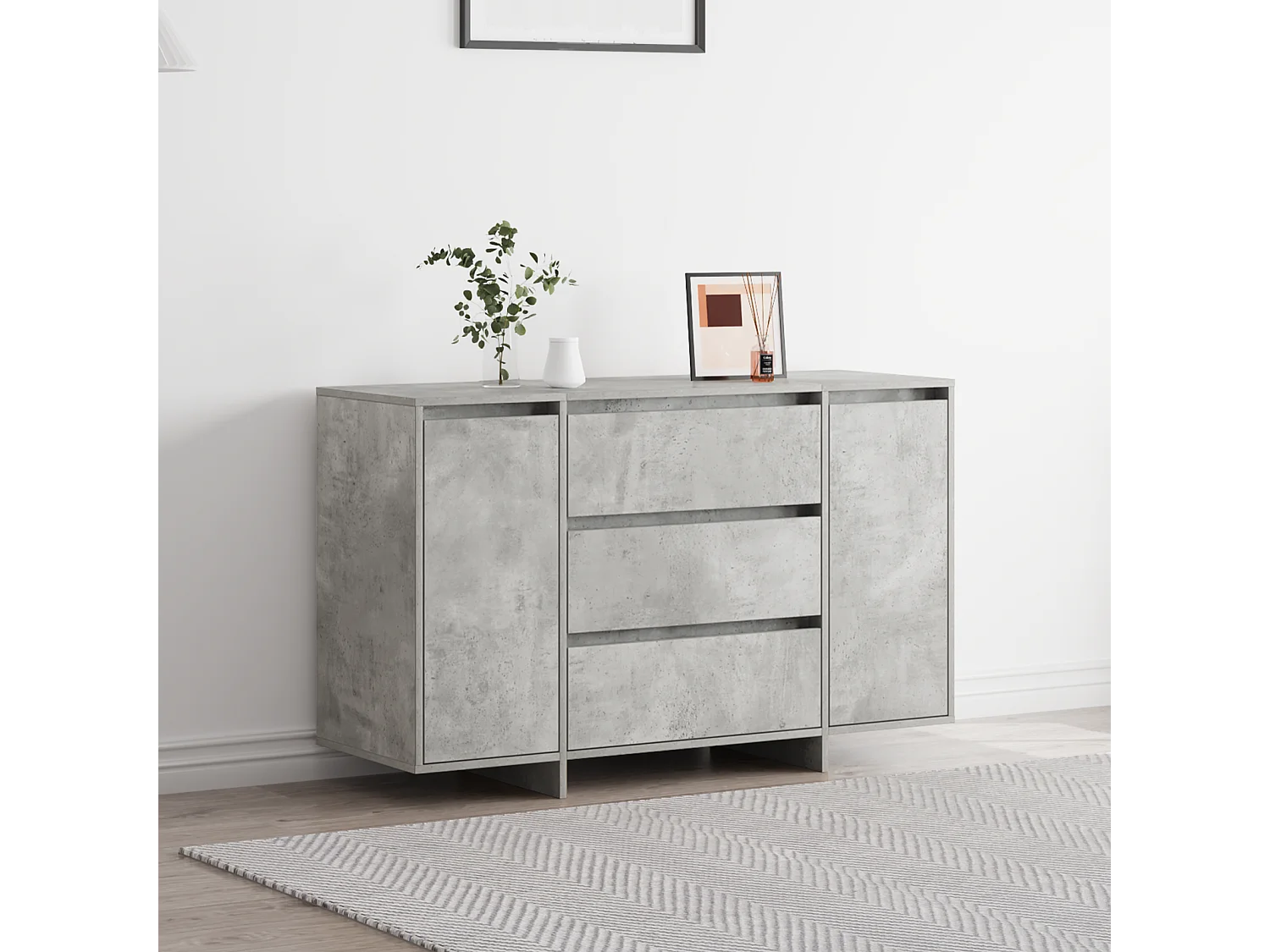 Buffet | Bahut | Meuble de rangement Gris Béton 120x41x75 cm en Bois d'ingénierie