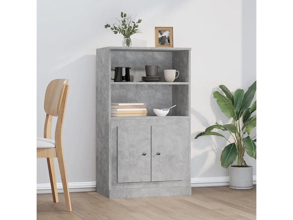 Buffet | Bahut | Meuble de rangement haut gris béton 60x35,5x103,5 cm bois d'ingénierie