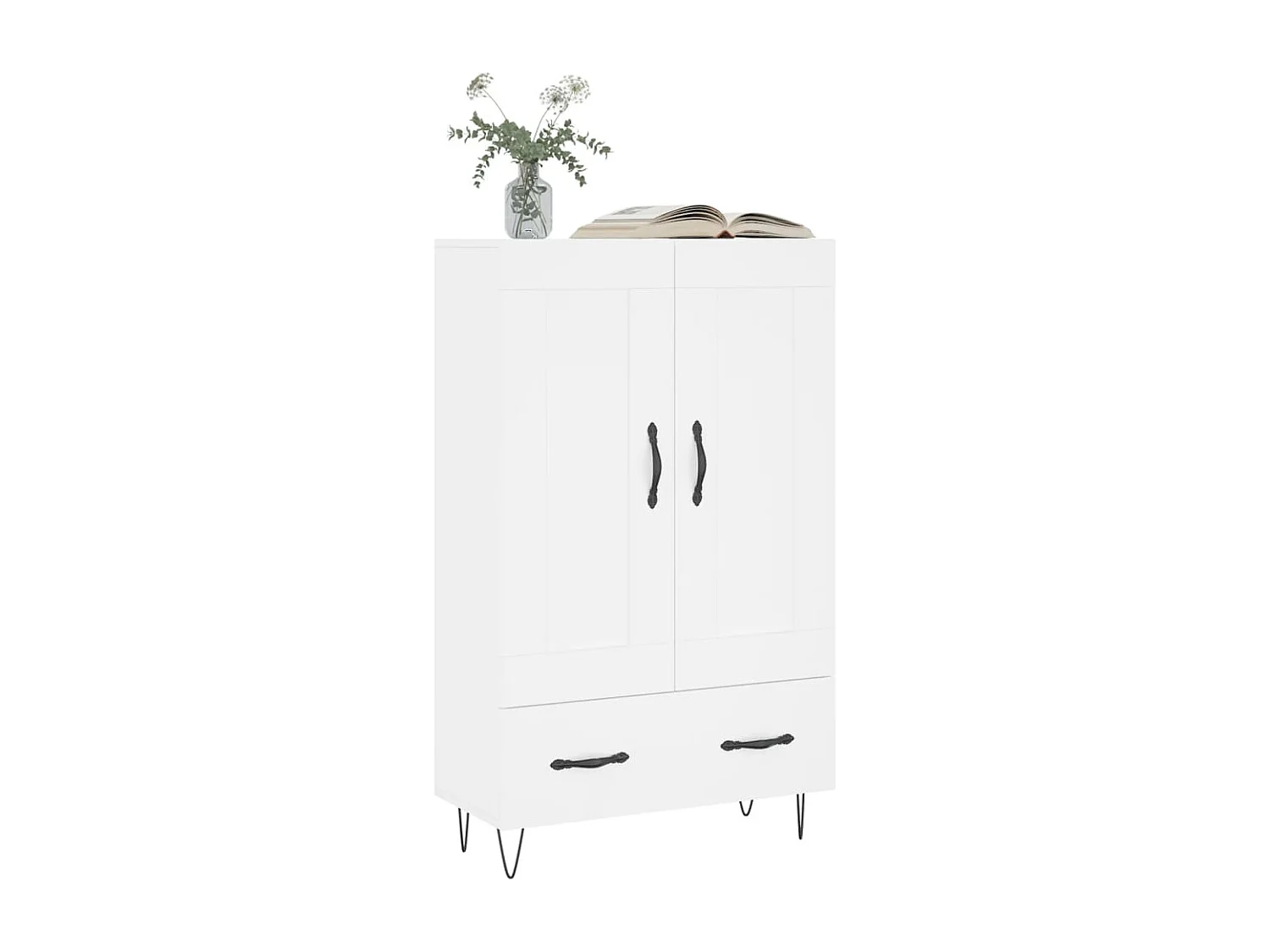 Buffet | Bahut | Meuble de rangement haut blanc 69,5x31x115 cm bois d'ingénierie