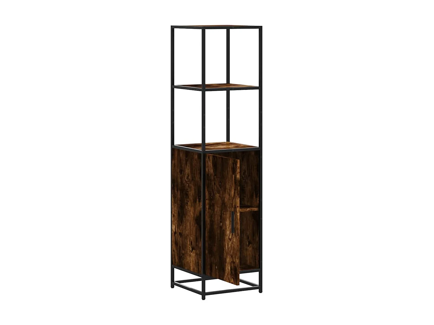Buffet | Bahut | Meuble de rangement haut chêne fumé 35,5x35x139 cm bois d'ingénierie métal
