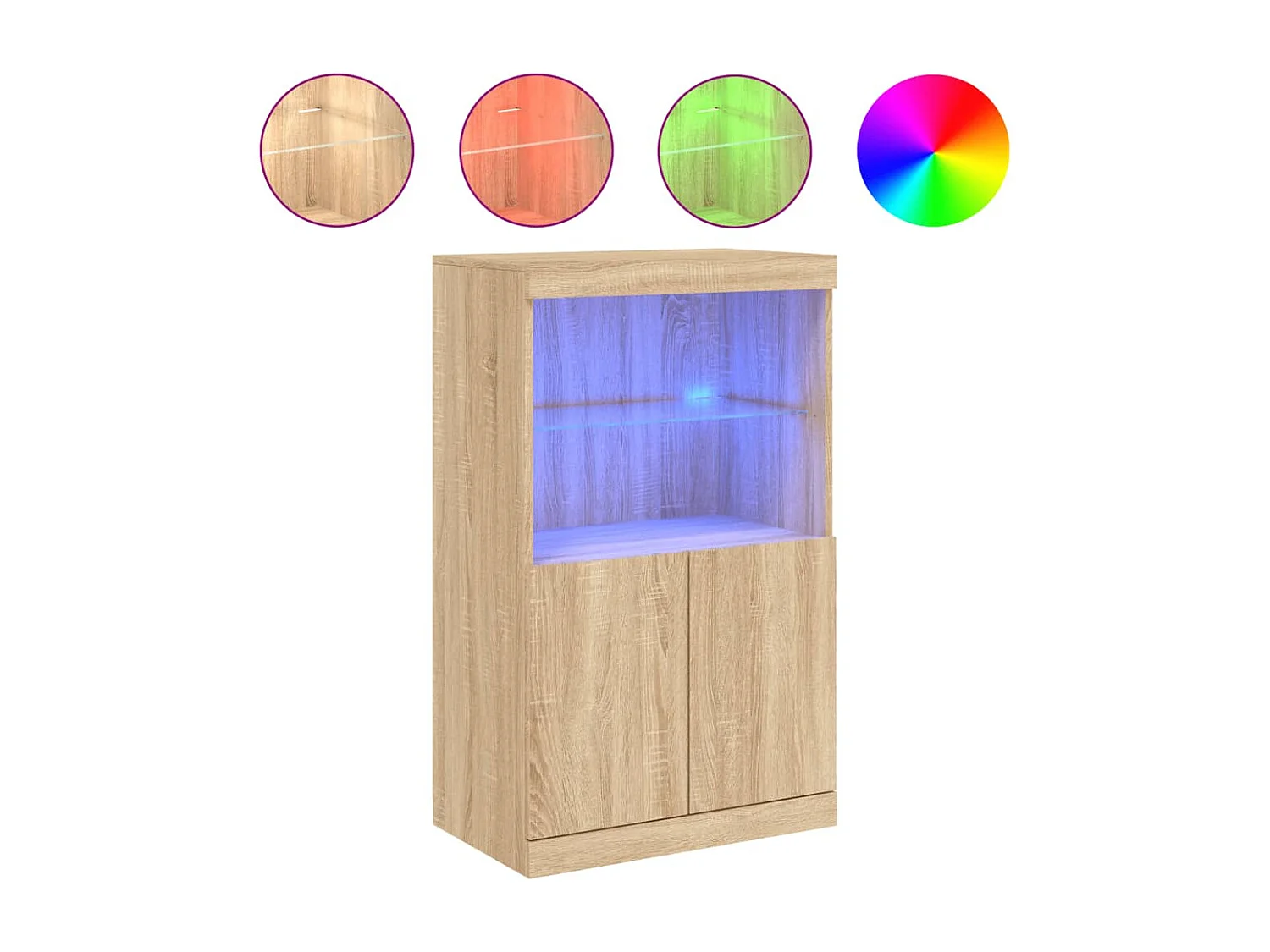 Buffet | Bahut | Meuble de rangement avec lumières LED chêne sonoma 60,5x37x100 cm