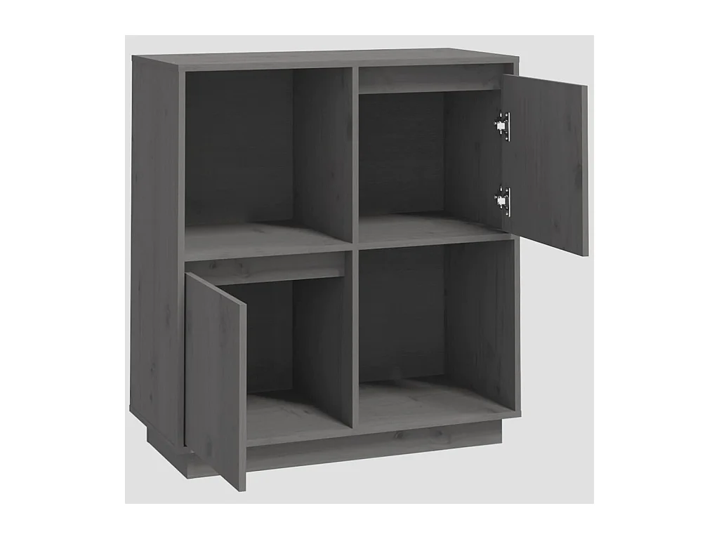 Credenza | Buffet | Armadio Grigia 74x35x80 cm in Legno Massello di Pino