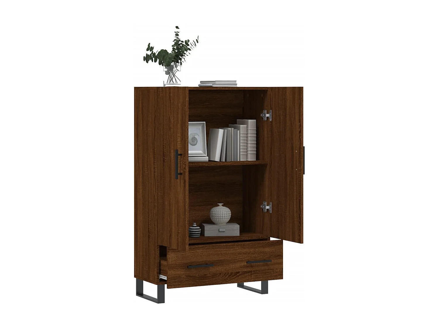 Buffet | Bahut | Meuble de rangement haut chêne marron 69,5x31x115 cm bois d'ingénierie
