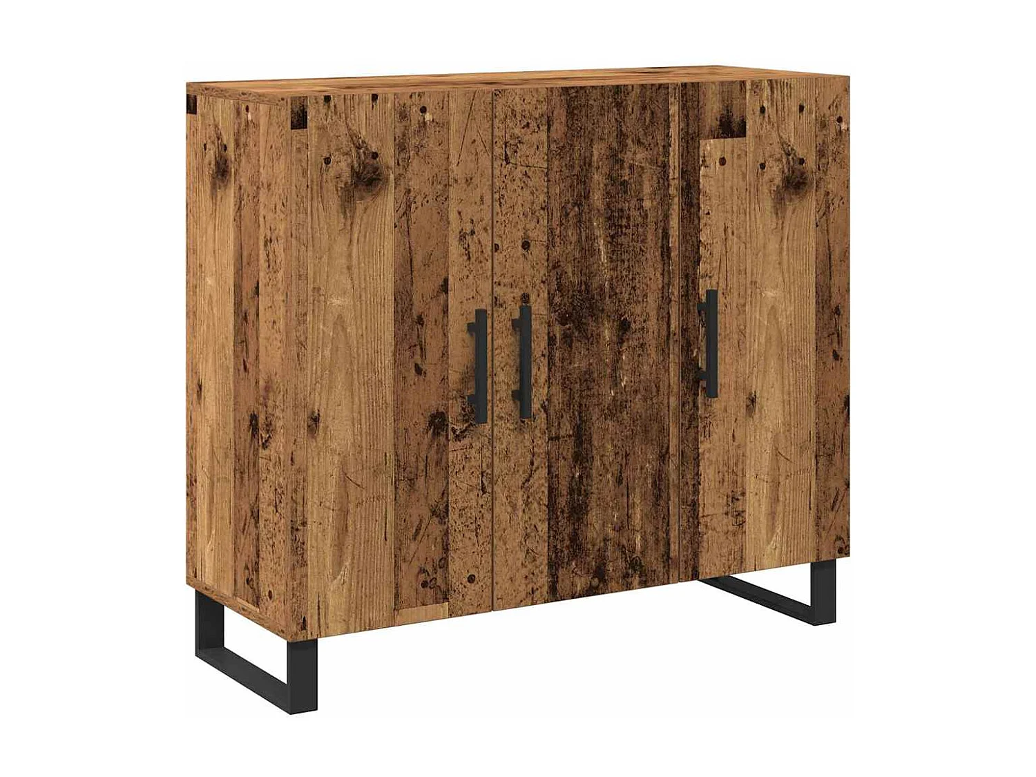 Buffet | Bahut | Meuble de rangement avec 3 portes en vieux bois 90x34x80 cm en bois d'ingénierie