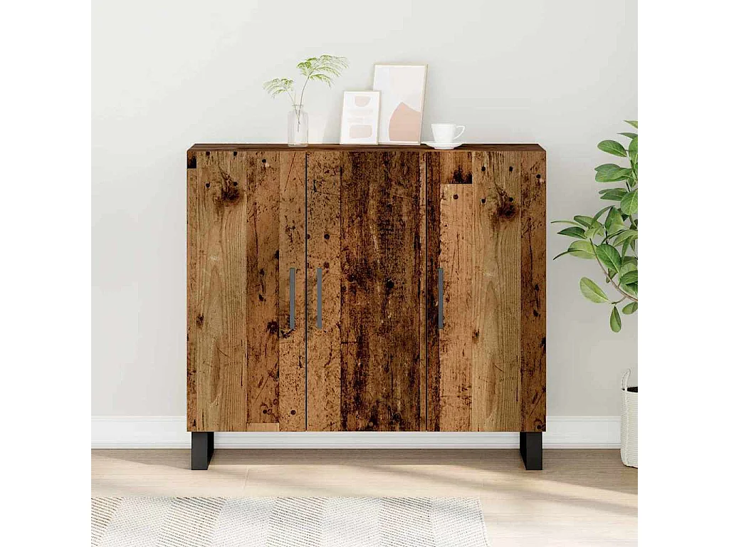 Buffet | Bahut | Meuble de rangement avec 3 portes en vieux bois 90x34x80 cm en bois d'ingénierie