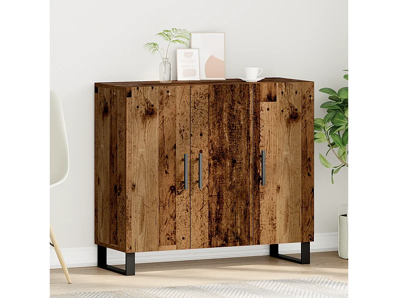 Credenza | Mobile | Armadio con 3 Ante in Legno Vecchio 90x34x80 cm in Legno Ingegnerizzato