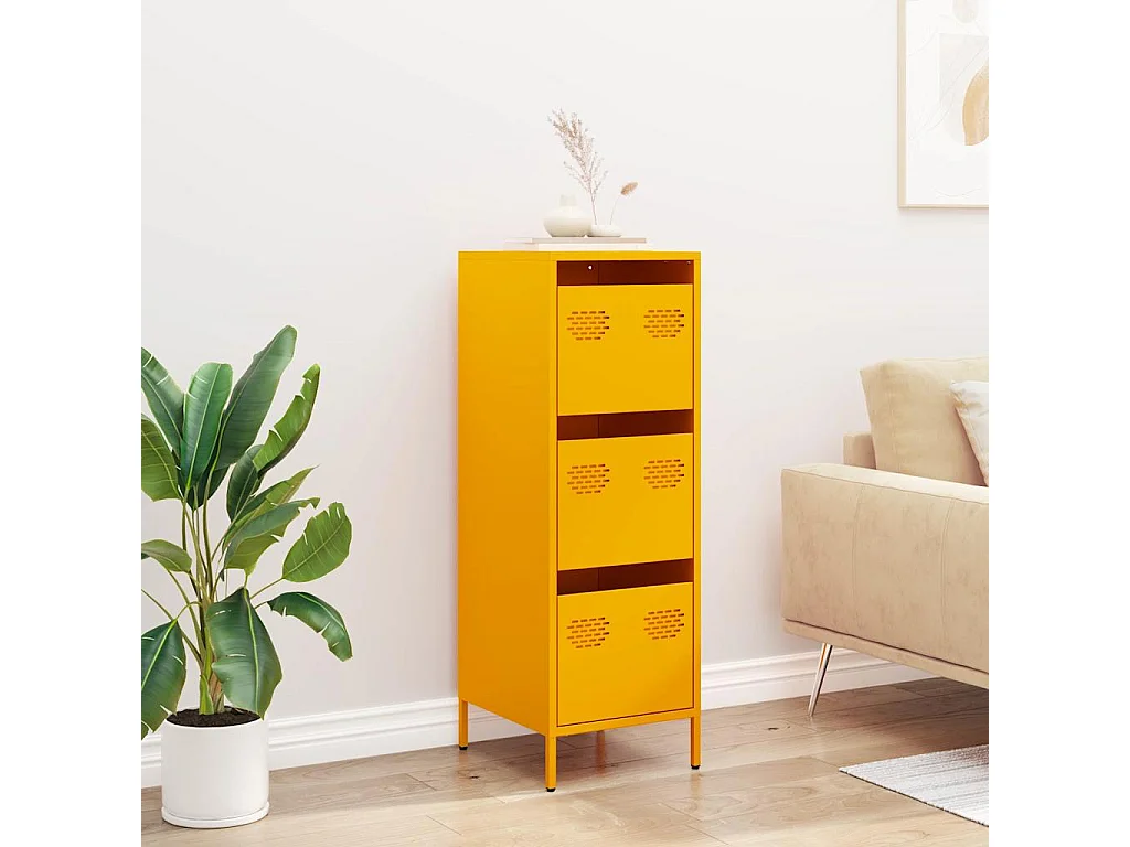 Credenza | Buffet | Armadio Giallo Senape 39x35x103,5 cm in Acciaio