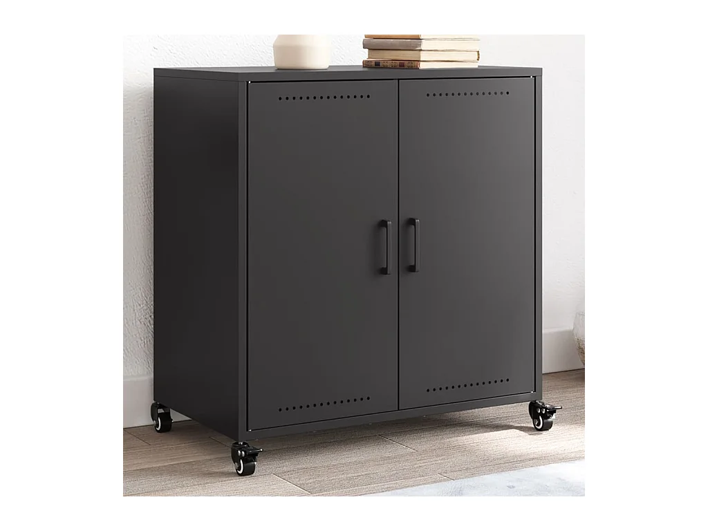 Buffet | Bahut | Meuble de rangement noir 68x39x72 cm acier