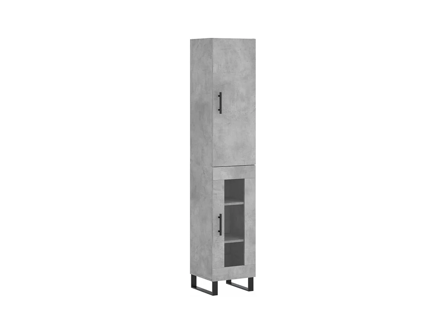 Buffet | Bahut | Meuble de rangement haut Gris béton 34,5x34x180 cm Bois d'ingénierie