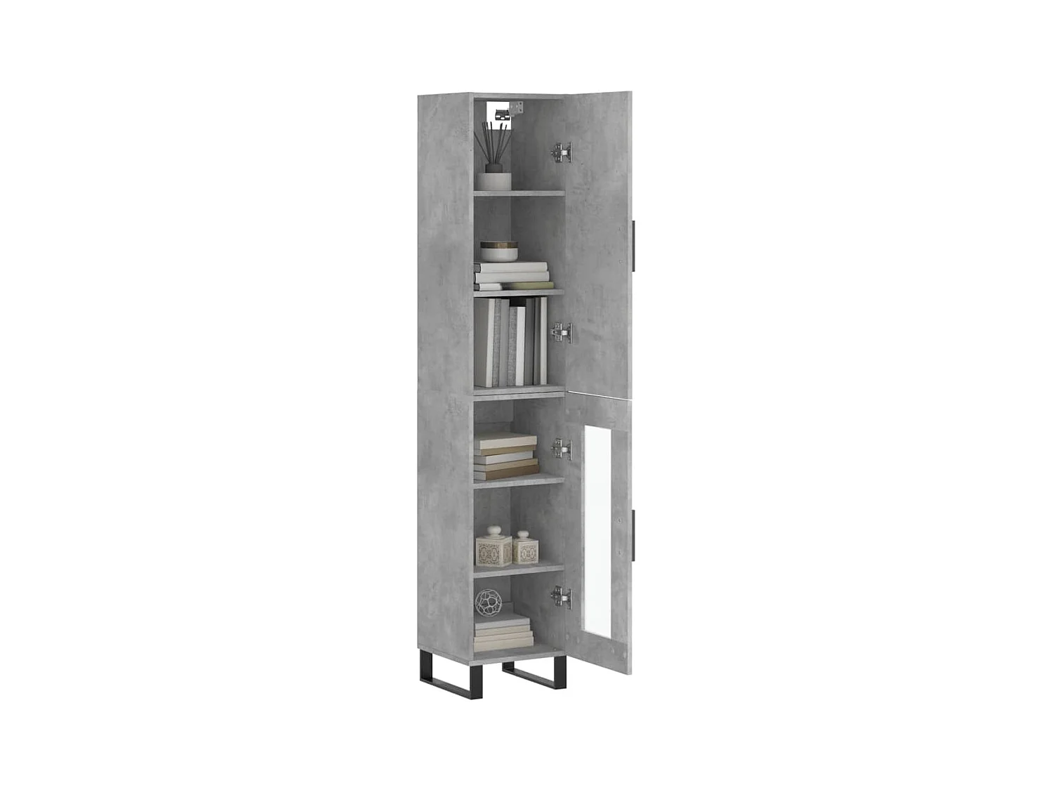 Buffet | Bahut | Meuble de rangement haut Gris béton 34,5x34x180 cm Bois d'ingénierie