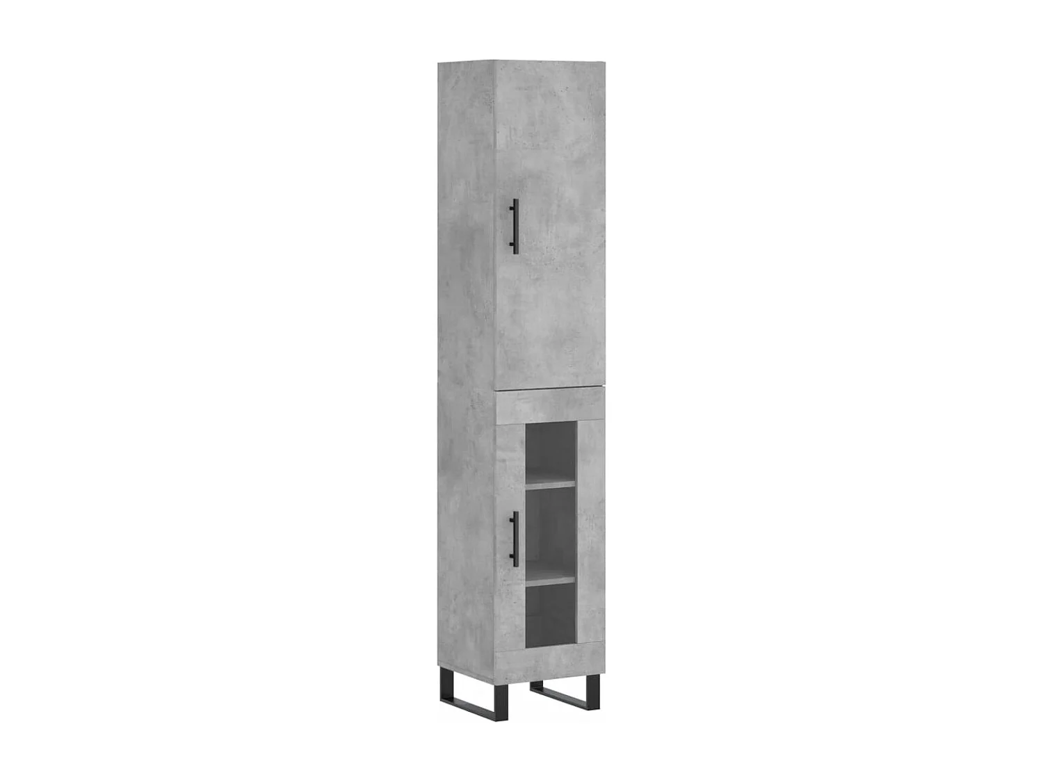 Buffet | Bahut | Meuble de rangement haut Gris béton 34,5x34x180 cm Bois d'ingénierie