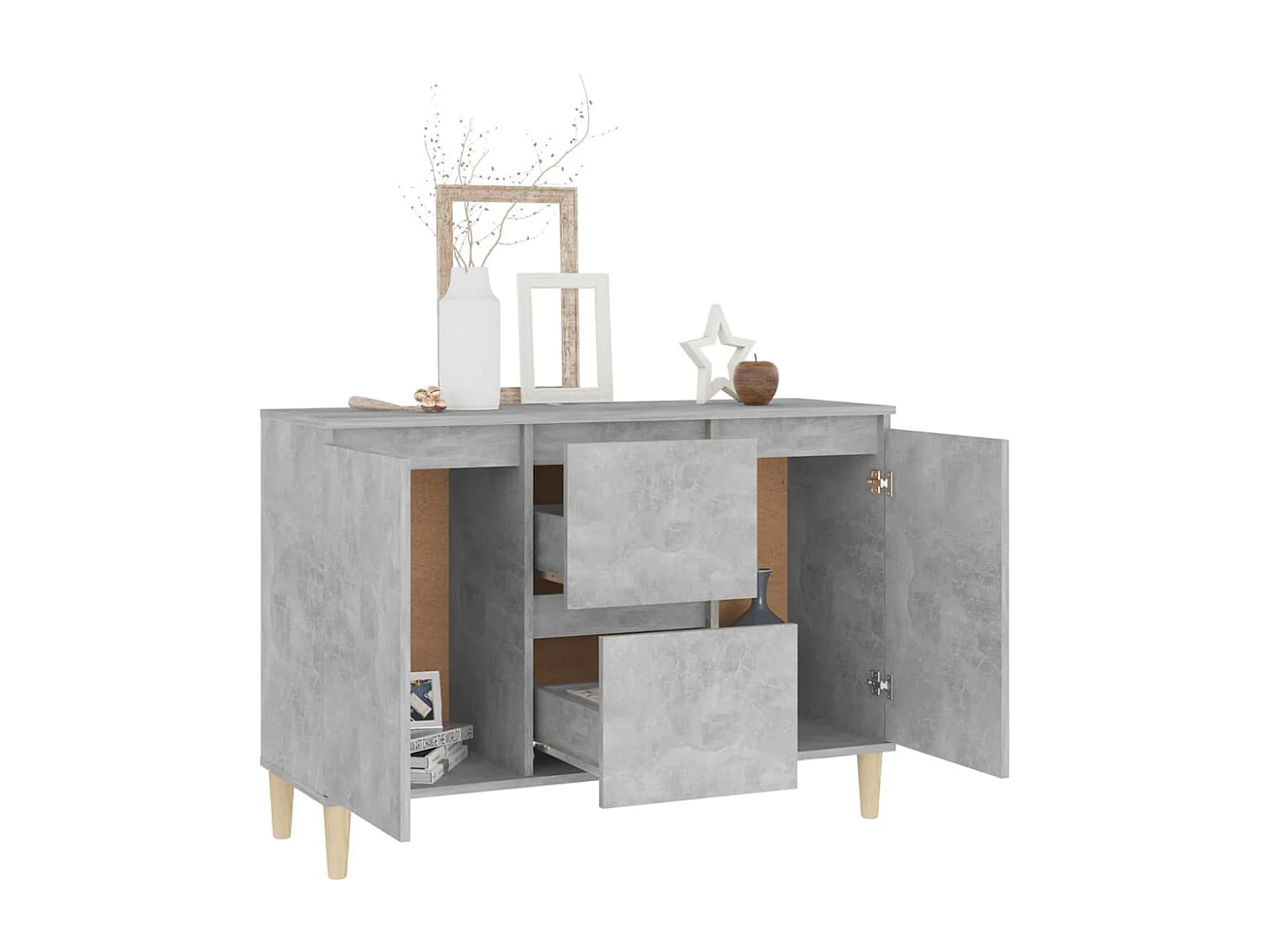 Buffet | Bahut | Meuble de rangement gris béton 101x35x70 cm bois d'ingénierie