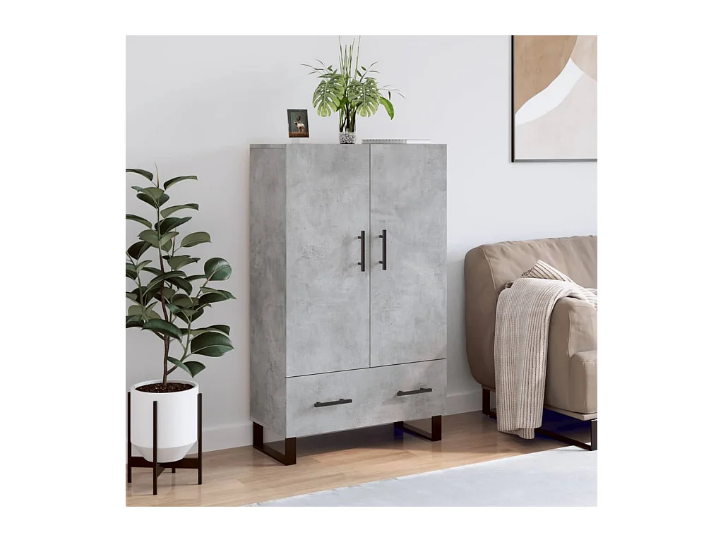 Credenza | Buffet | Armadio Grigio Cemento 69,5x31x115 cm in Legno Multistrato
