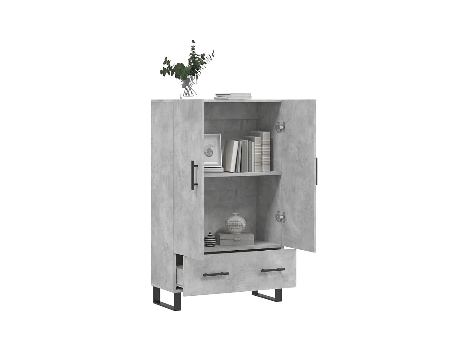 Credenza | Buffet | Armadio Grigio Cemento 69,5x31x115 cm in Legno Multistrato