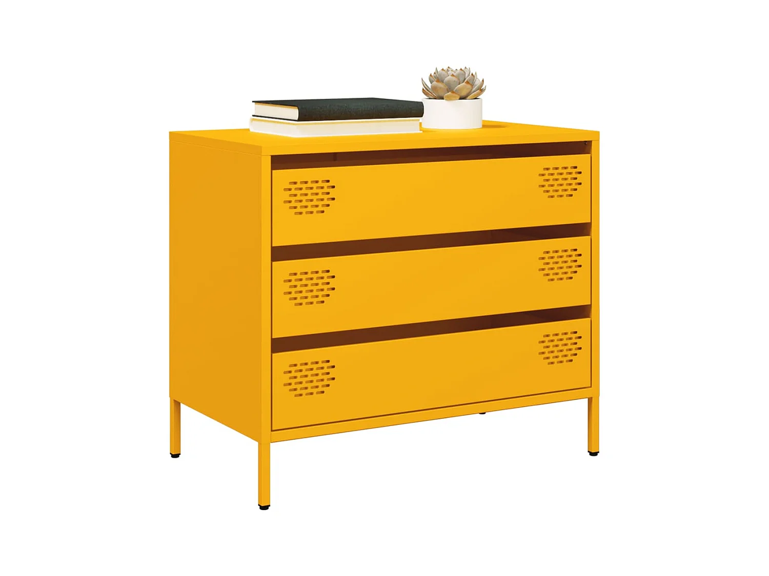 Buffet | Commode à tiroir | Meuble de rangement jaune moutarde 68x39x58,5 cm acier laminé à froid