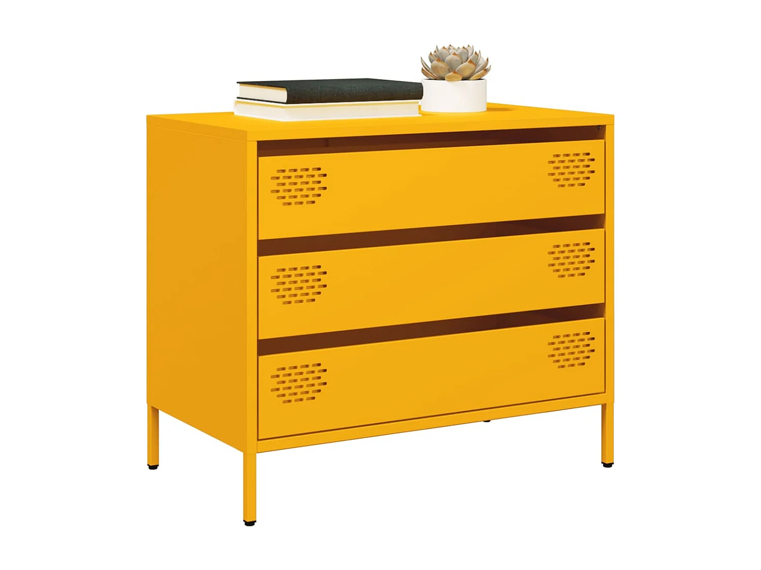 Credenza | Buffet | Armadio Giallo Senape 68x39x58,5 cm Acciaio Laminato a Freddo