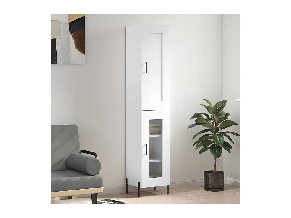 Credenza | Buffet | Armadio Bianca 34,5x34x180 cm in Legno Multistrato