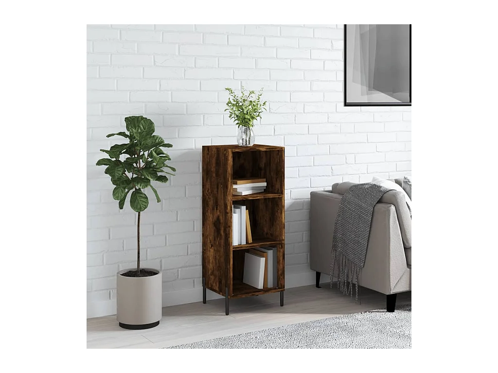 Buffet | Bahut | Meuble de rangement chêne fumé 34,5x32,5x90 cm bois d'ingénierie