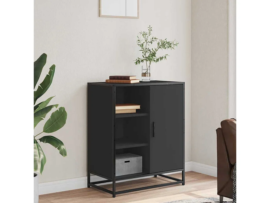 Buffet | Bahut | Meuble de rangement noir 62x35x76 cm bois d'ingénierie