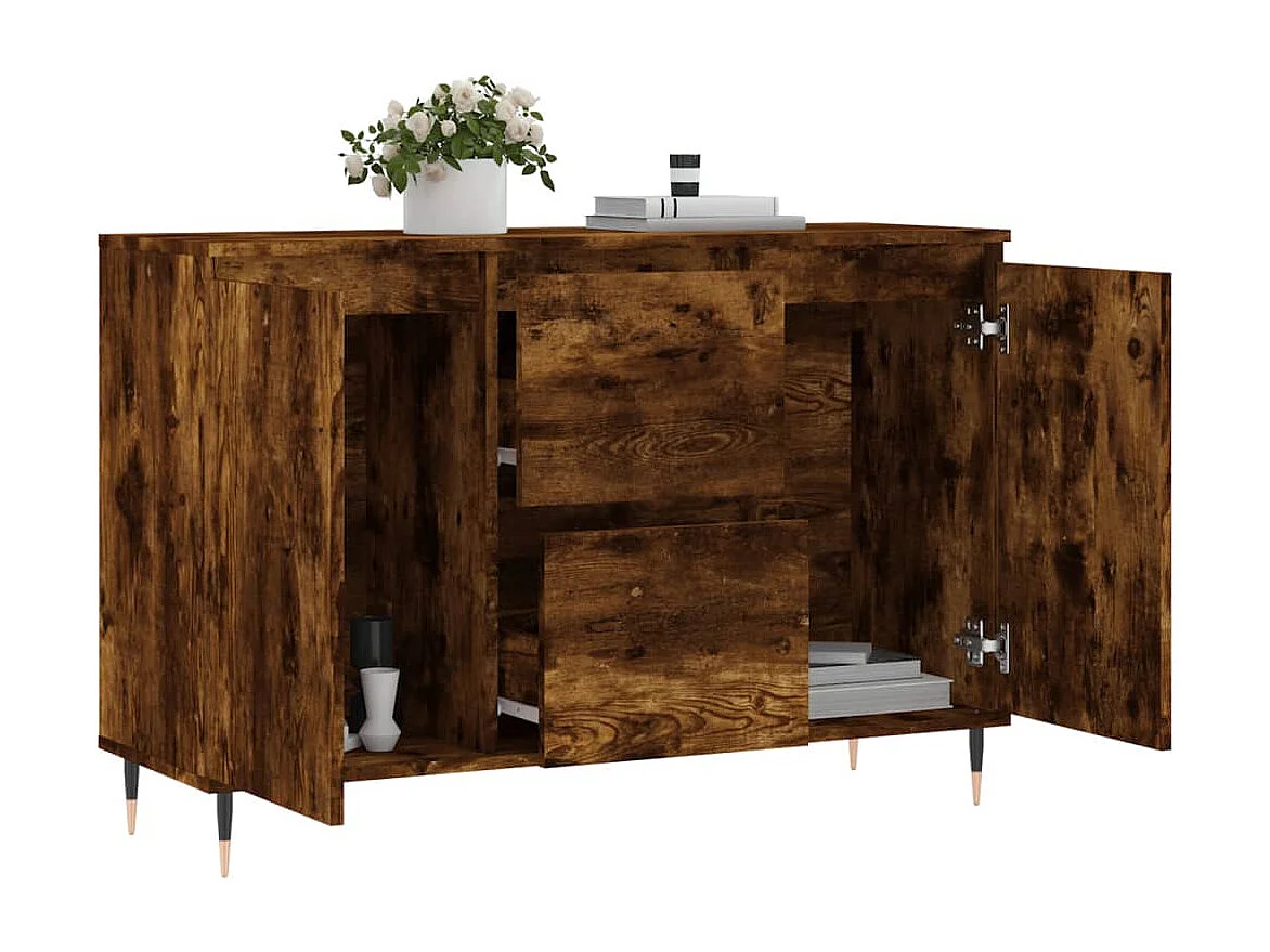 Buffet | Bahut | Meuble de rangement chêne fumé 104x35x70 cm bois d'ingénierie