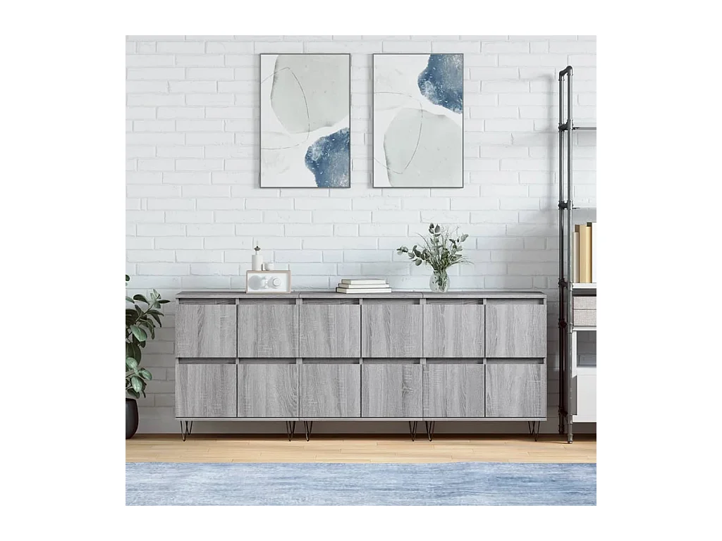 Buffets | Bahuts | Meuble de rangement 3 pcs Sonoma gris Bois d'ingénierie