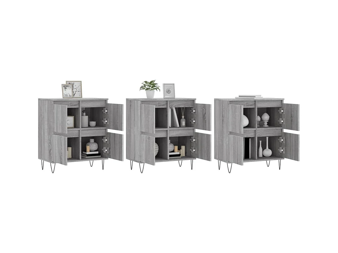 Buffets | Bahuts | Meuble de rangement 3 pcs Sonoma gris Bois d'ingénierie
