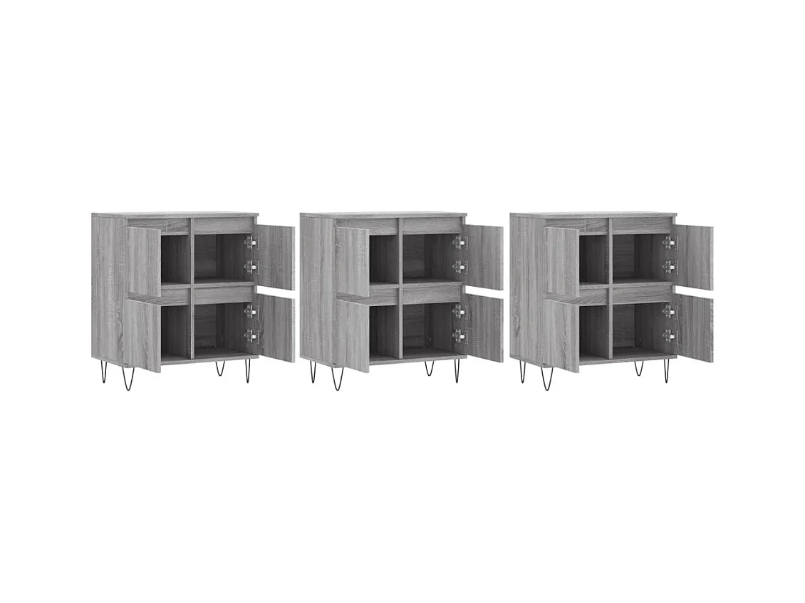 Buffets | Bahuts | Meuble de rangement 3 pcs Sonoma gris Bois d'ingénierie