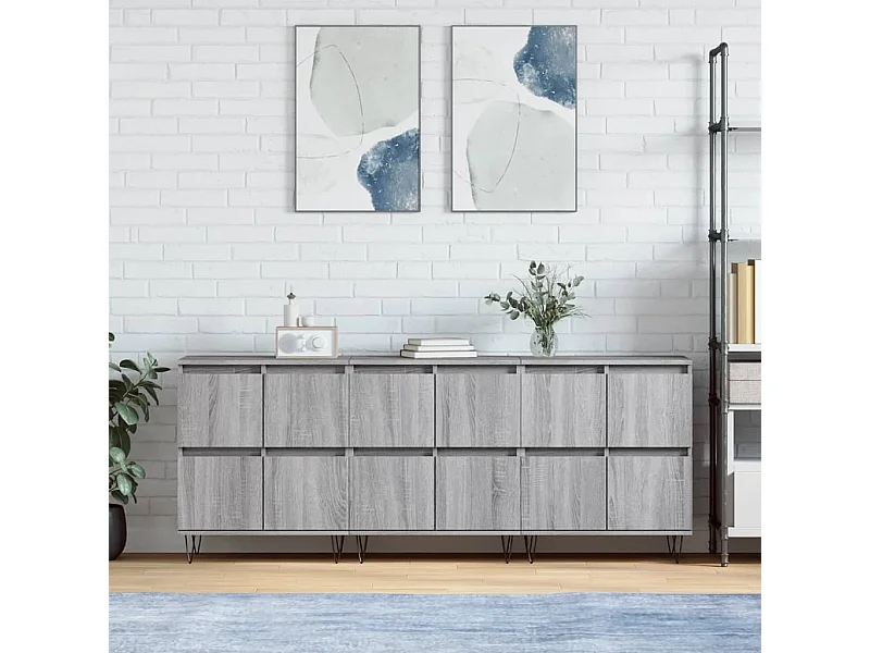 Buffets | Bahuts | Meuble de rangement 3 pcs Sonoma gris Bois d'ingénierie