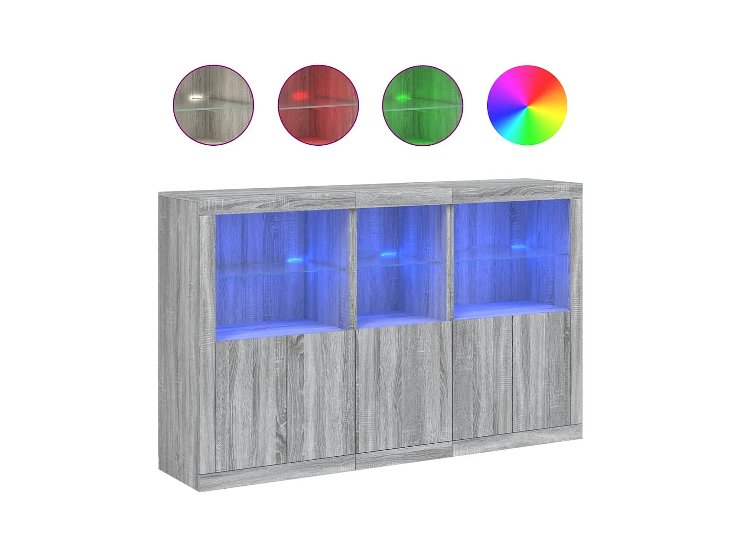 Buffet | Bahut | Meuble de rangement avec lumières LED sonoma gris 162x37x100 cm