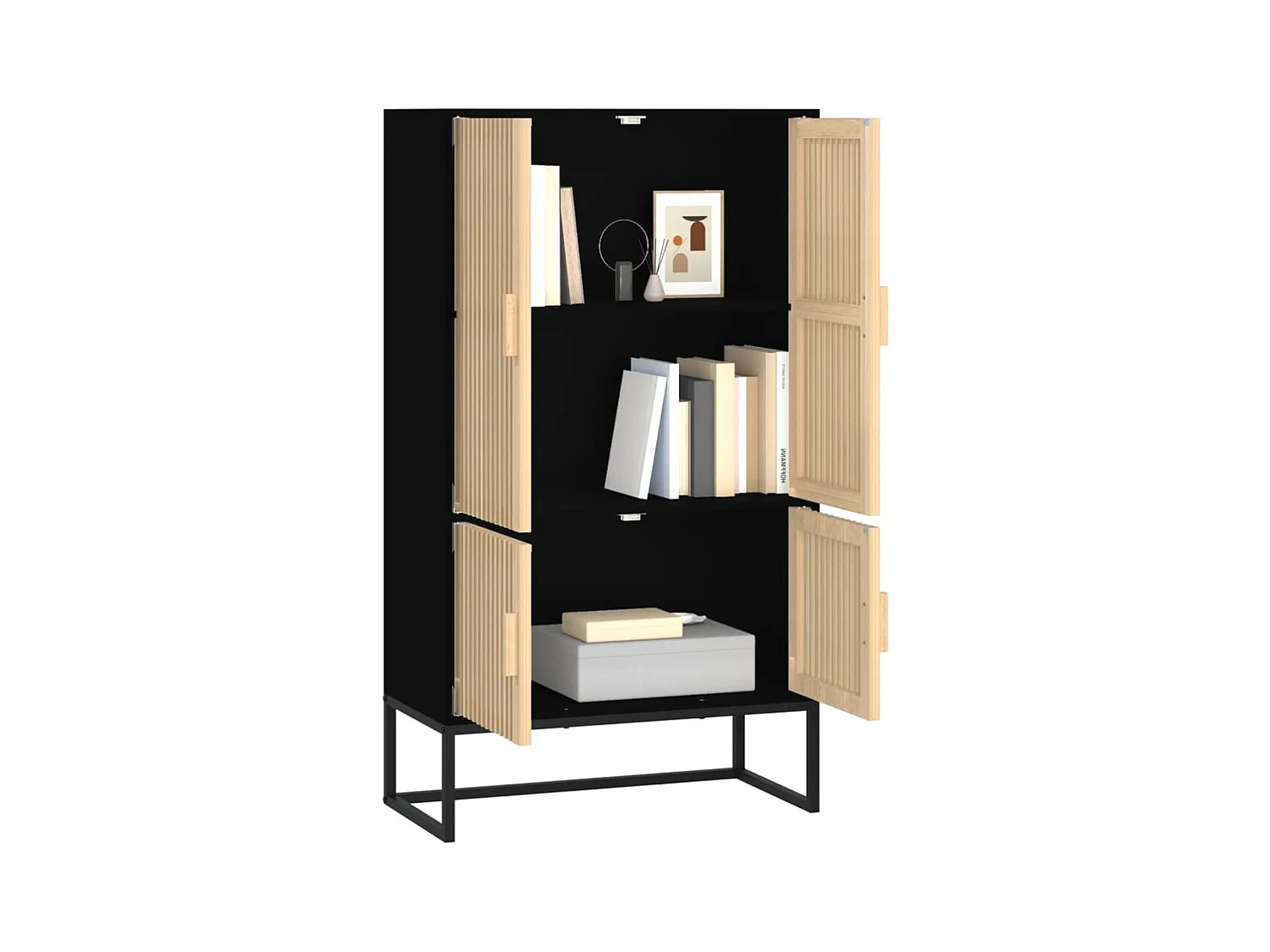 Buffet | Bahut | Meuble de rangement haut noir 70x35x125 cm bois d'ingénierie
