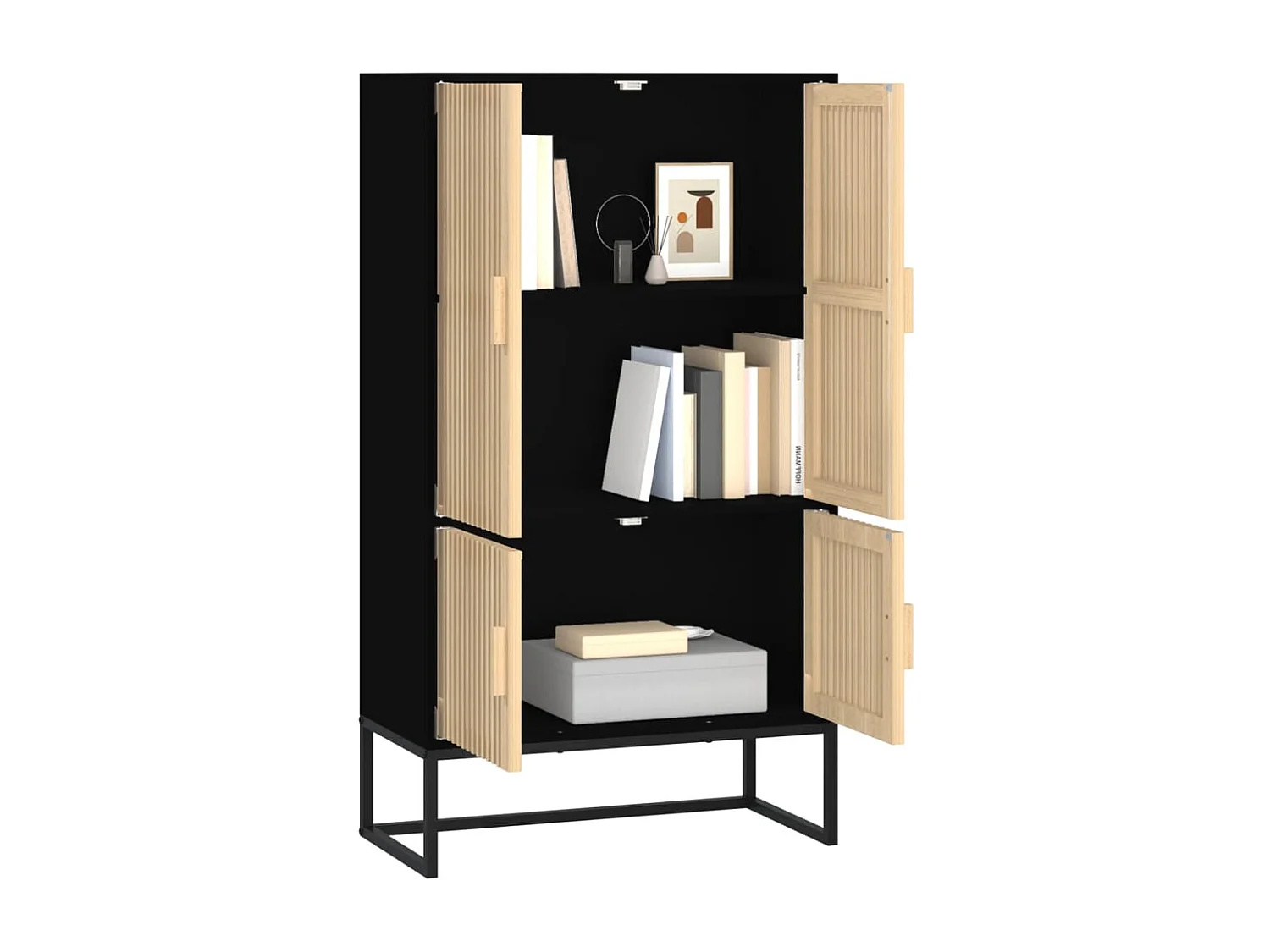 Buffet | Bahut | Meuble de rangement haut noir 70x35x125 cm bois d'ingénierie