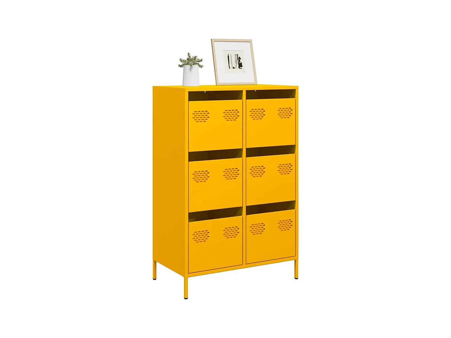 Buffet | Commode à tiroir | Meuble de rangement haut jaune moutarde 68x39x101,5 cm acier