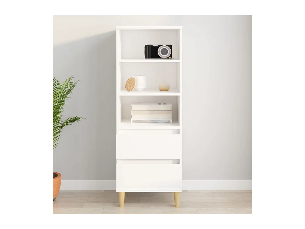 Credenza | Buffet | Armadio Bianco 40x36x110 cm in Legno Multistrato
