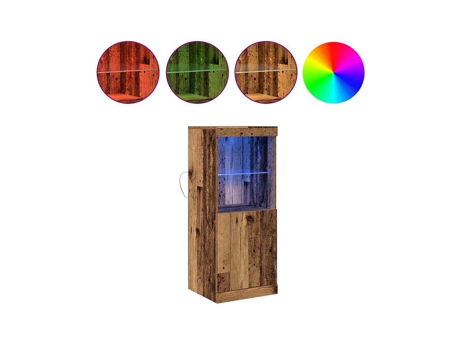 Buffet | Bahut | Meuble de rangement avec éclairage LED Bois vieilli 41x37x100 cm