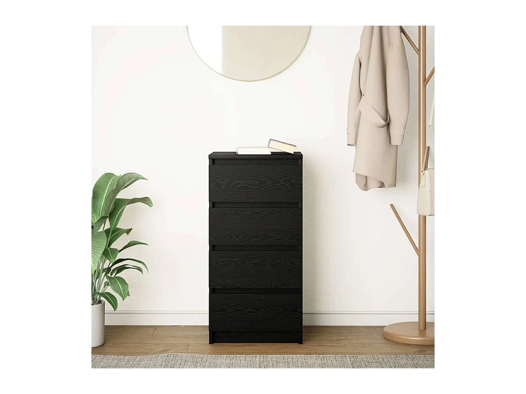 Buffet | Commode à tiroir | Meuble de rangement chêne noir 37,5x35x76 cm bois d'ingénierie