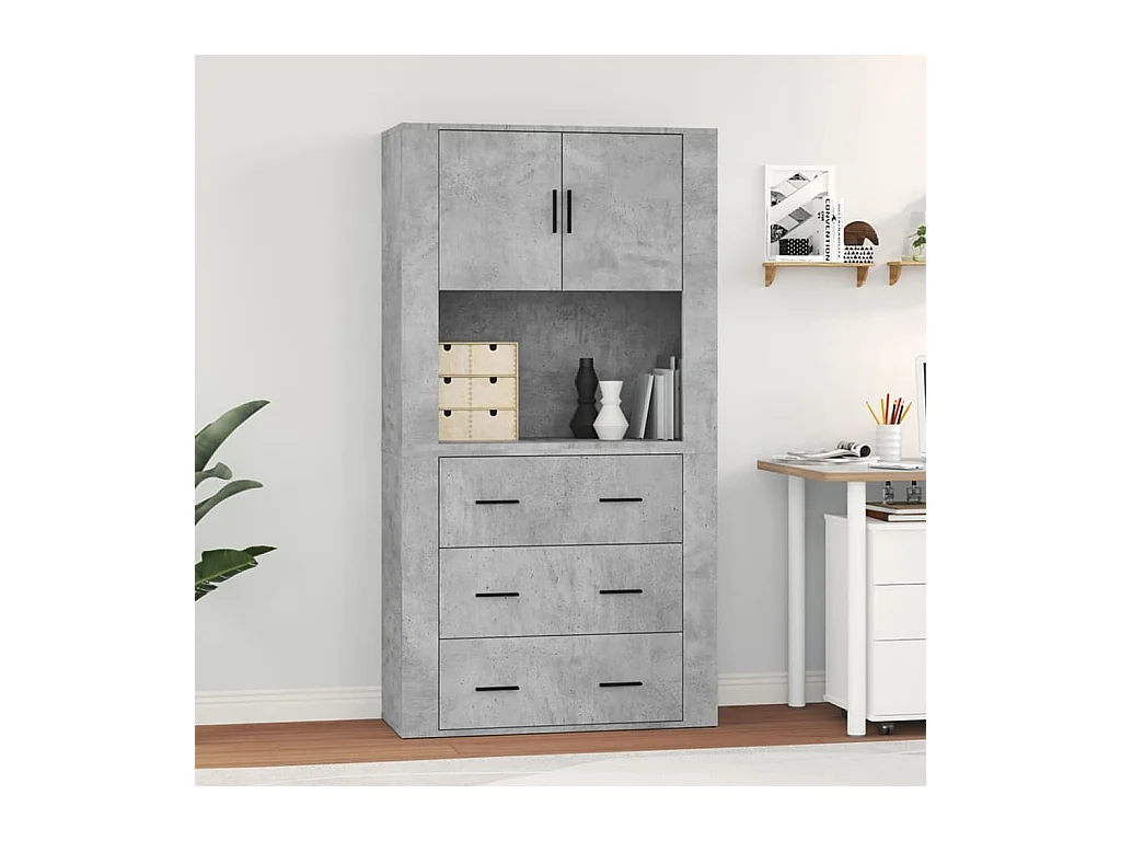 Credenza | Buffet | Armadio Grigio Cemento in Legno Multistrato