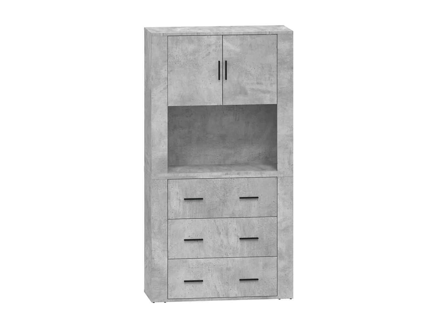 Buffet | Bahut | Meuble de rangement haut Gris béton Bois d'ingénierie