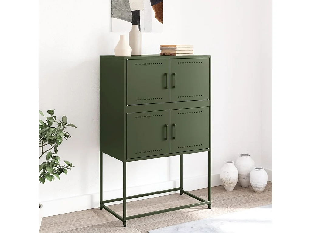 Buffet | Bahut | Meuble de rangement vert olive 68,5x38,5x107 cm acier