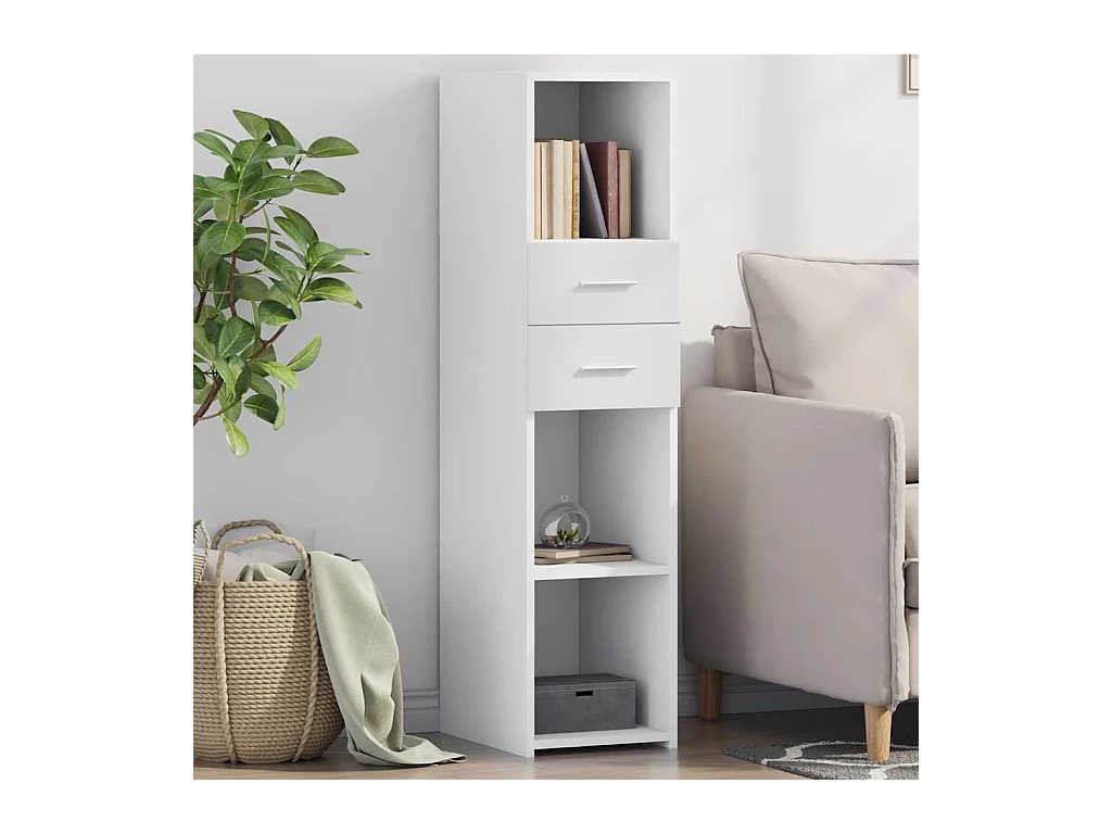 Credenza | Buffet | Armadio Bianca 30x42,5x124 cm in Legno Multistrato