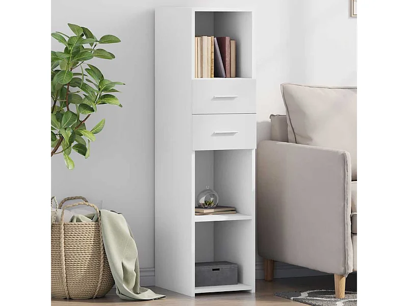 Buffet | Bahut | Meuble de rangement haut blanc 30x42,5x124 cm bois d'ingénierie