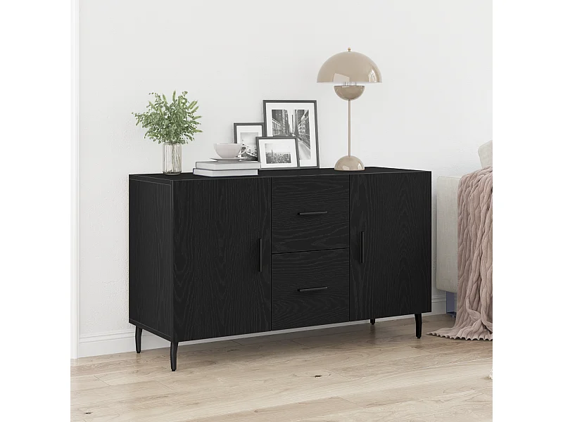Credenza | Mobile | Armadio contenitore Nero Rovere 100x36x60 cm in legno ingegnerizzato